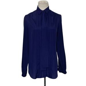 J. G. Hook blue long sleeves pleated blouse size 8